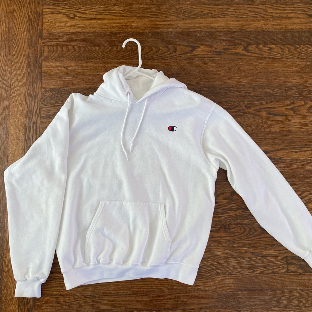 Champion hoodie, white, size medium